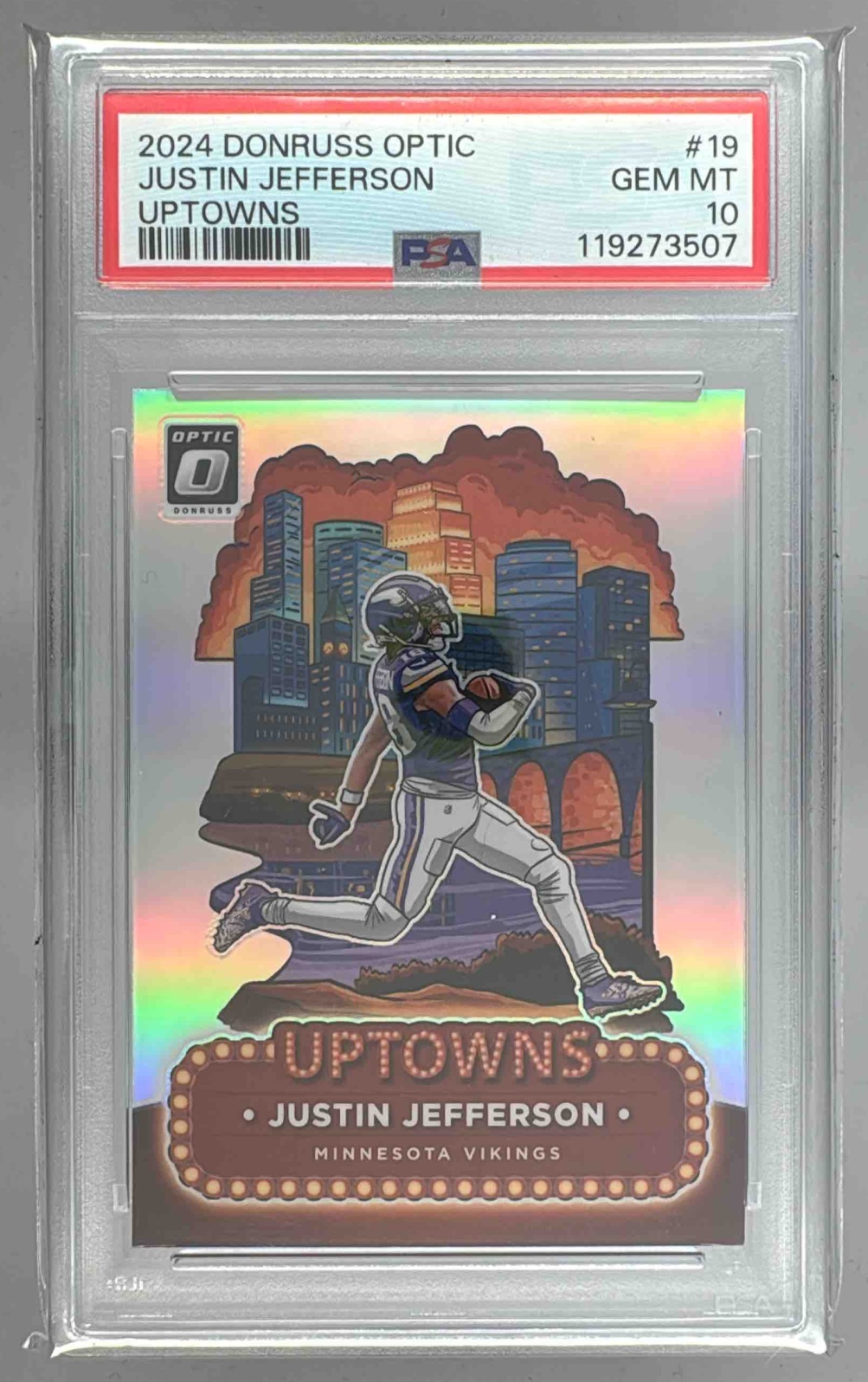 Card image for 2024 Panini Donruss Optic Justin Jefferson Uptowns #19 SSP Vikings