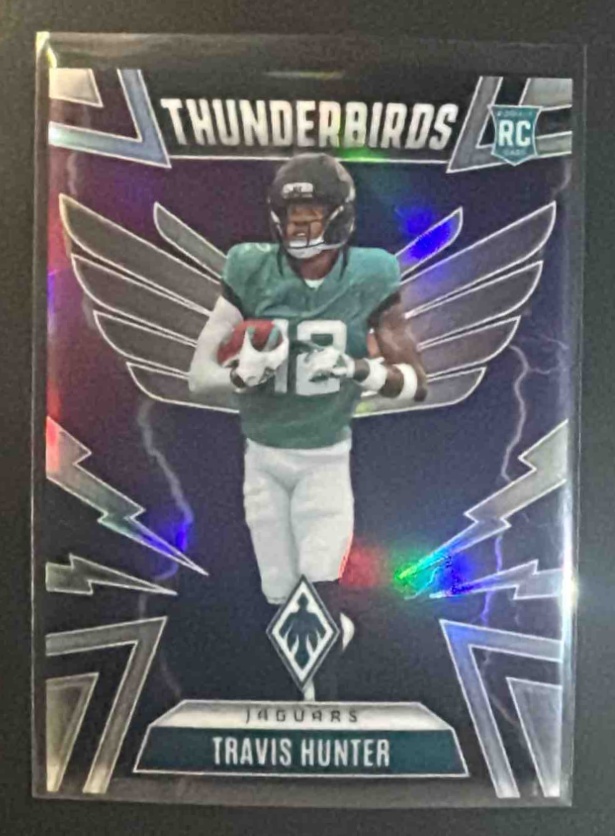 Card image for 2025 Panini Phoenix Travis Hunter #22 Thunderbirds RC Jaguars