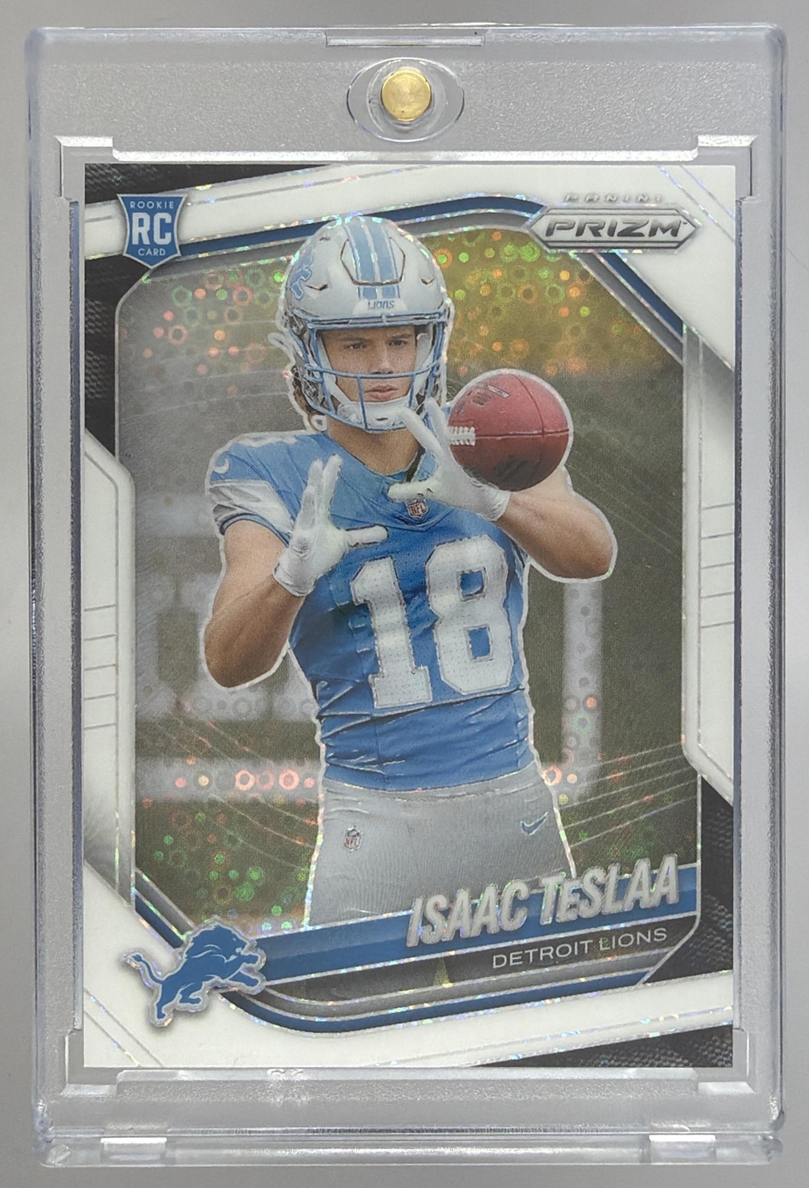 Card image for 2025 Panini Football Prizm Isaac TeSlaa #316 RC Detroit Lions