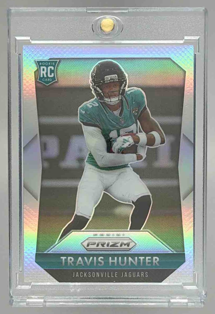 Card image for 2025 Panini Prizm Travis Hunter Rookie Flashback Silver #2 RC Jaguars