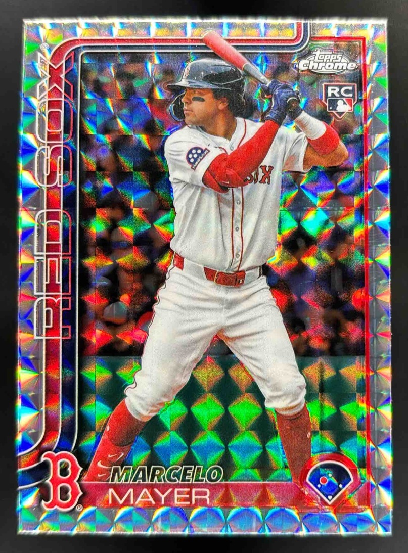Card image for 2025 Topps Chrome Update Marcelo Mayer Geometric Refractor #USC9 RC Red Sox