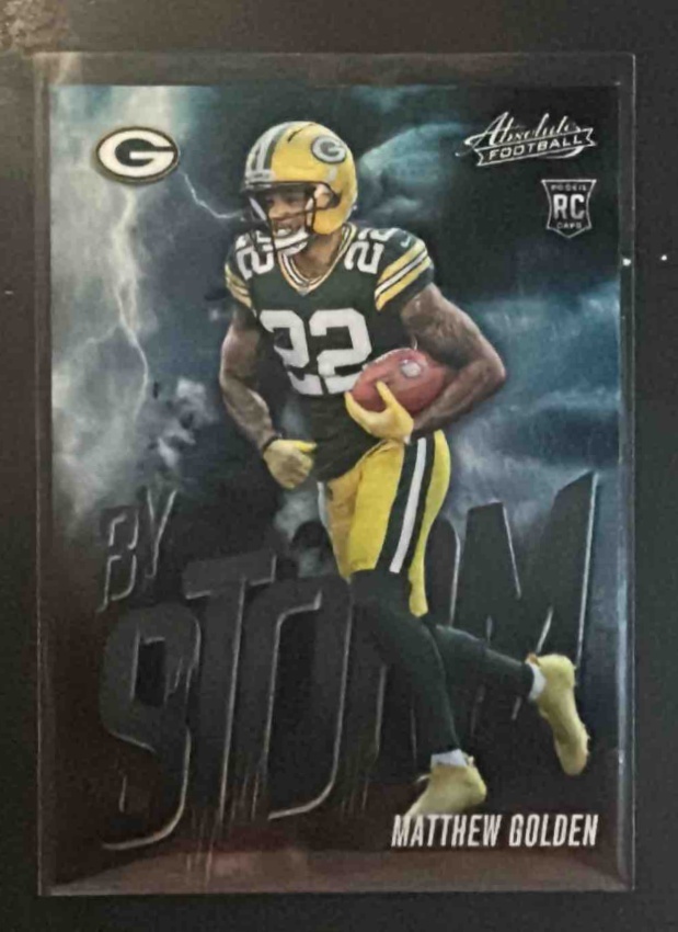 Card image for 2025 Panini Absolute Matthew Golden #11 By Storm RC Packers