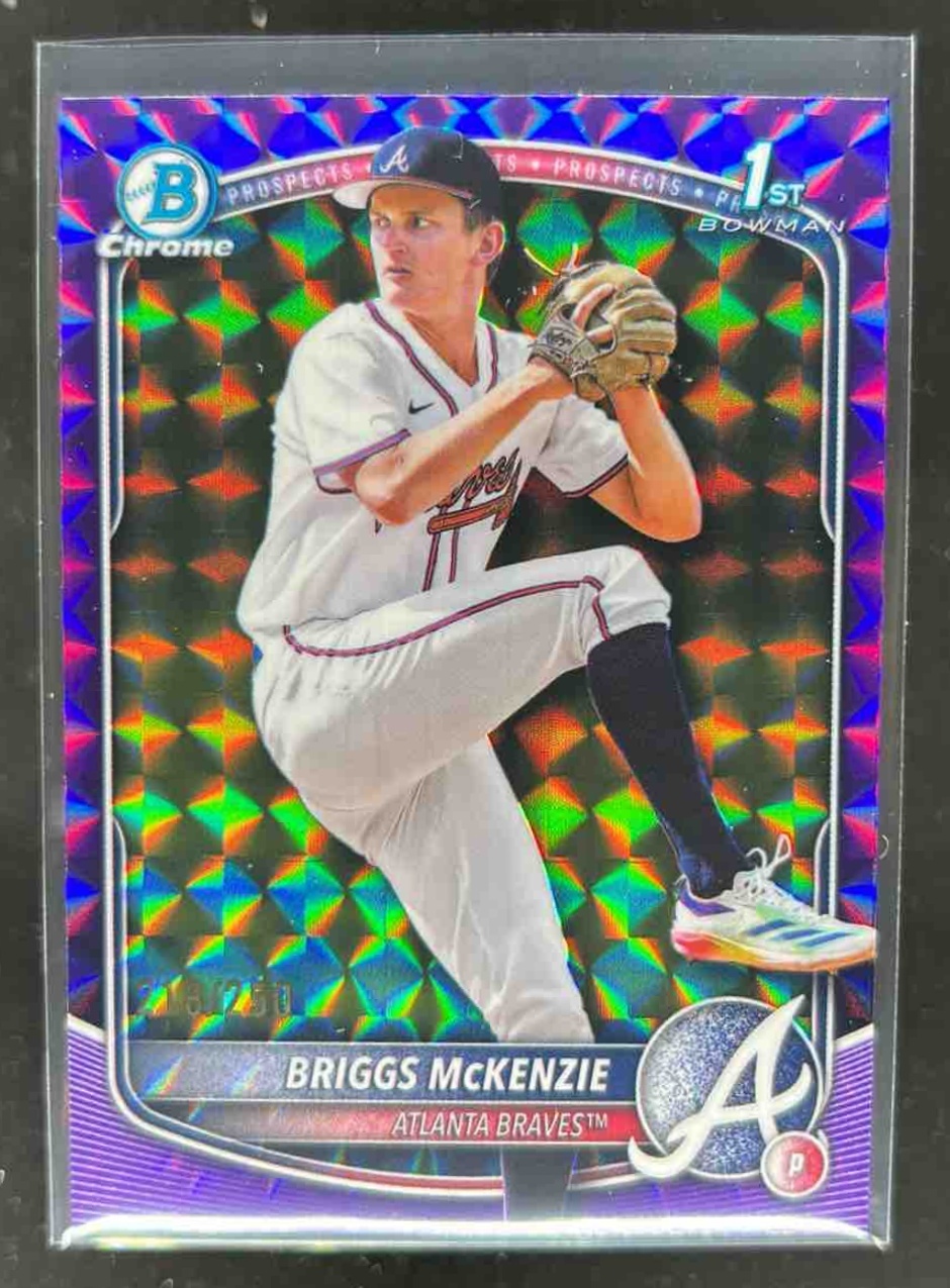 Card image for Briggs McKenzie 2025 Bowman Draft Chrome Purple Geometric Refractor /250