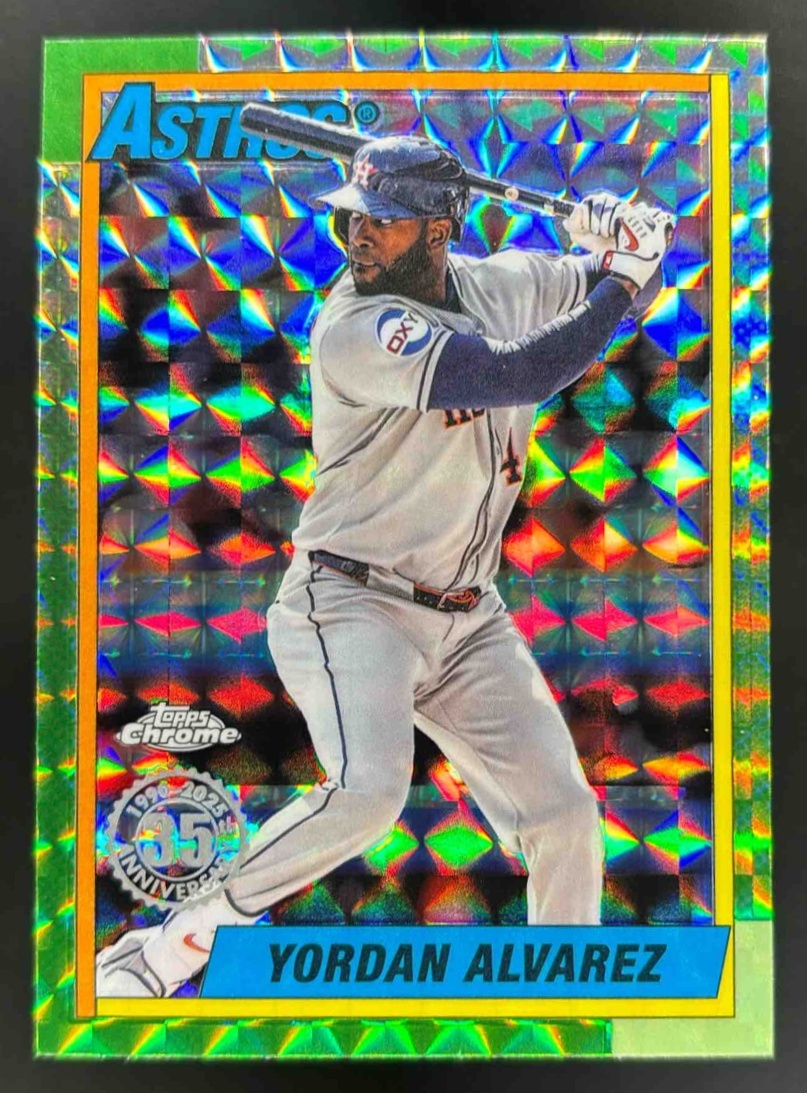 Card image for 2025 Topps Chrome Update Yordan Alvarez 1990 Geometric Refractor #90CU-7 Astros