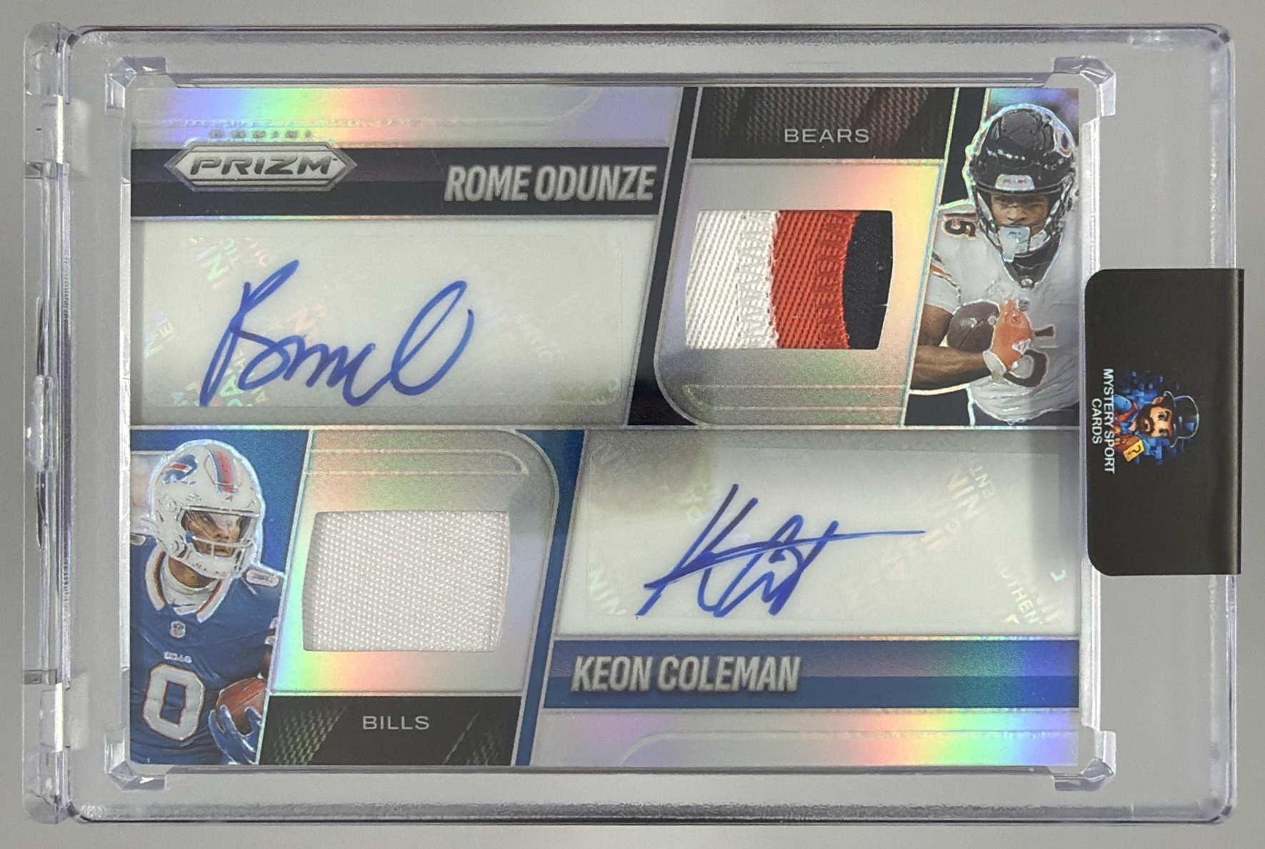 Card image for 2025 Panini Prizm Rome Odunze Keon Coleman Dual Patch Auto Gold /10 #DPA-ROKC MEM