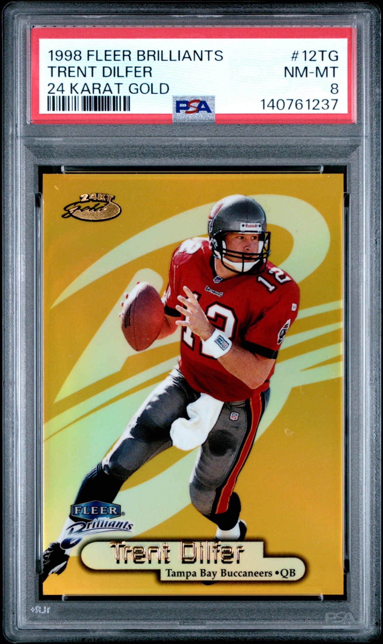 1998 Fleer Brilliants Trent Dilfer 24 Karat Gold /24 #12TG Buccaneers PSA 8