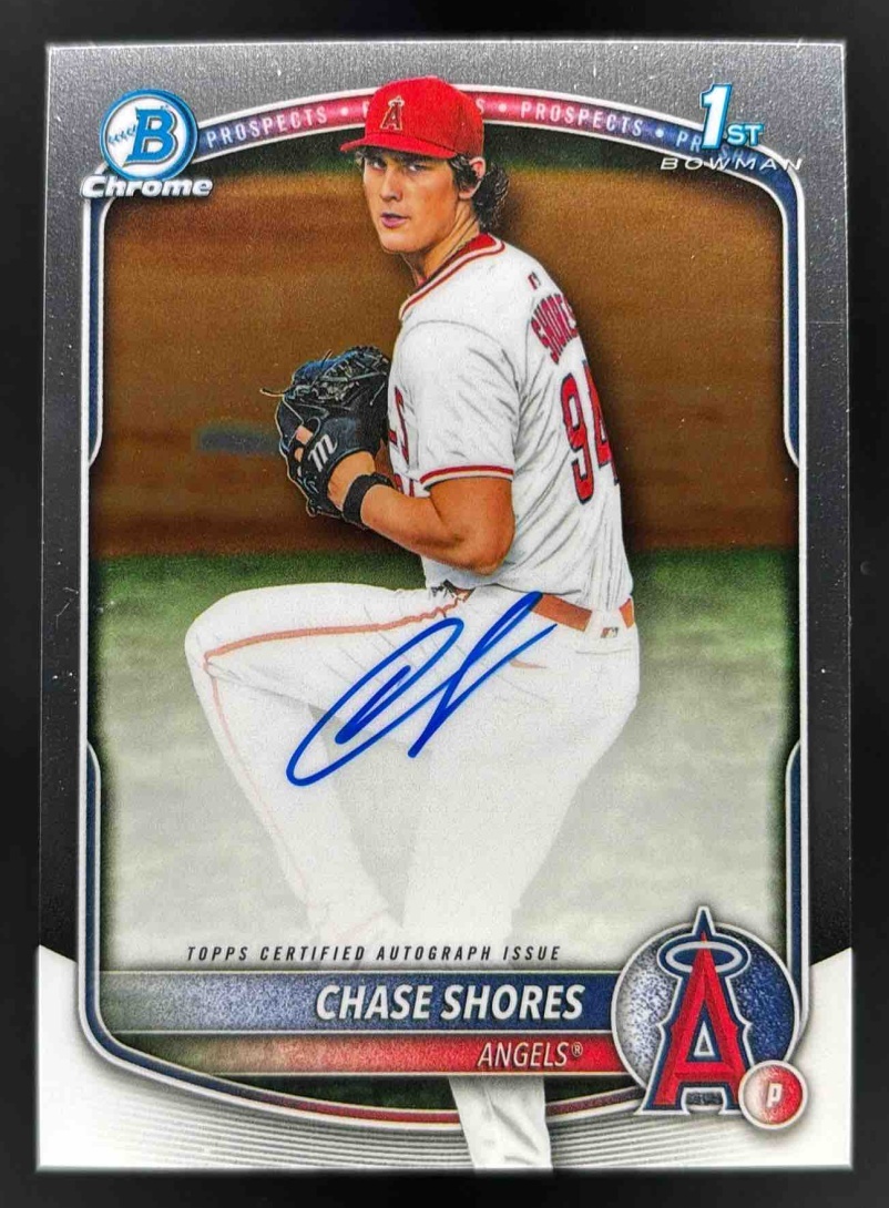 Card image for 2025 Bowman Draft Chase Shores Chrome Prospect Auto #CPA-CS Angels