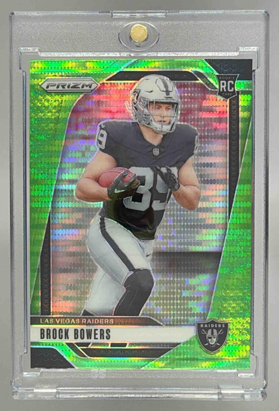 Card image for 2024 Panini Football Prizm Brock Bowers Green Wave #315 RC Las Vegas Raiders