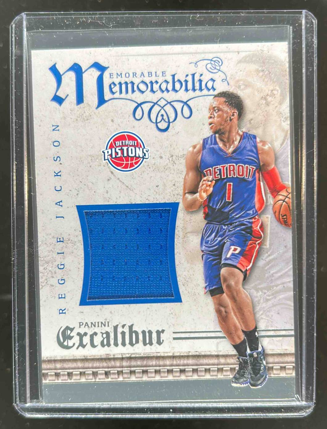 Card image for 2015-16 PANINI EXCALIBUR REGGIE JACKSON MEMORABLE MEMORABILIA #7 DETROIT PISTONS
