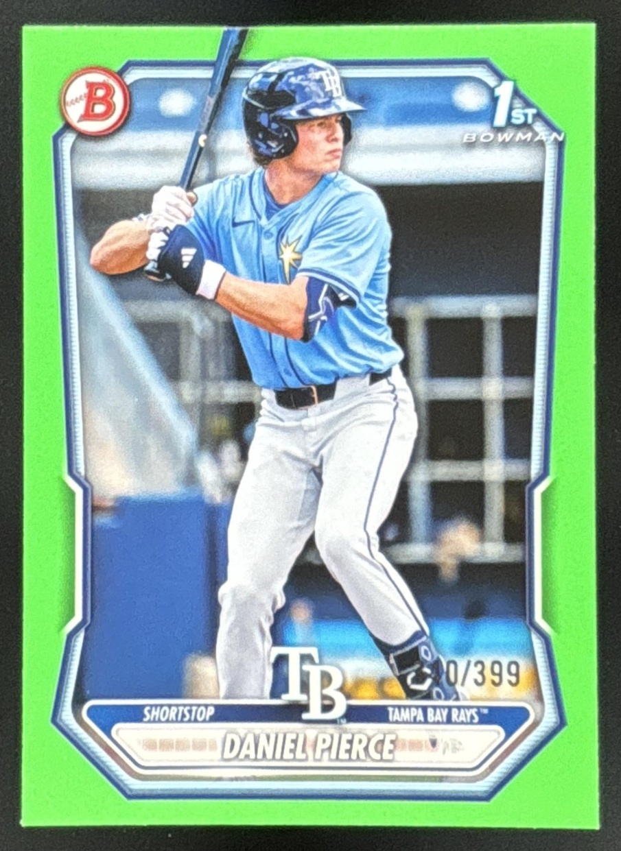 Card image for Daniel Pierce 2026 Bowman Neon Green Border /399 Prospects Tampa Bay Rays