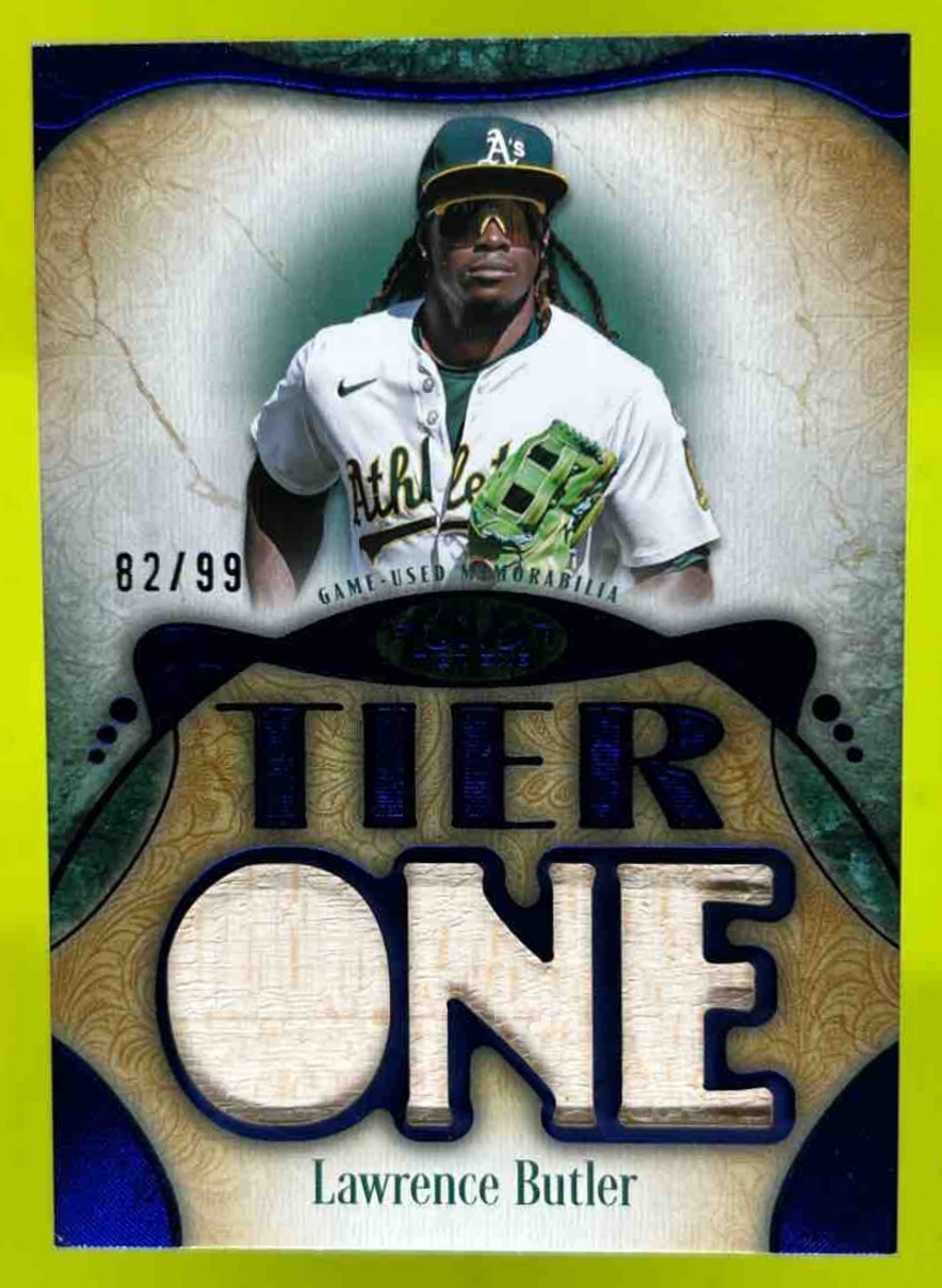 Card image for Lawrence Butler 2026 Topps Tier One Relic Die Cut Blue Foil /99