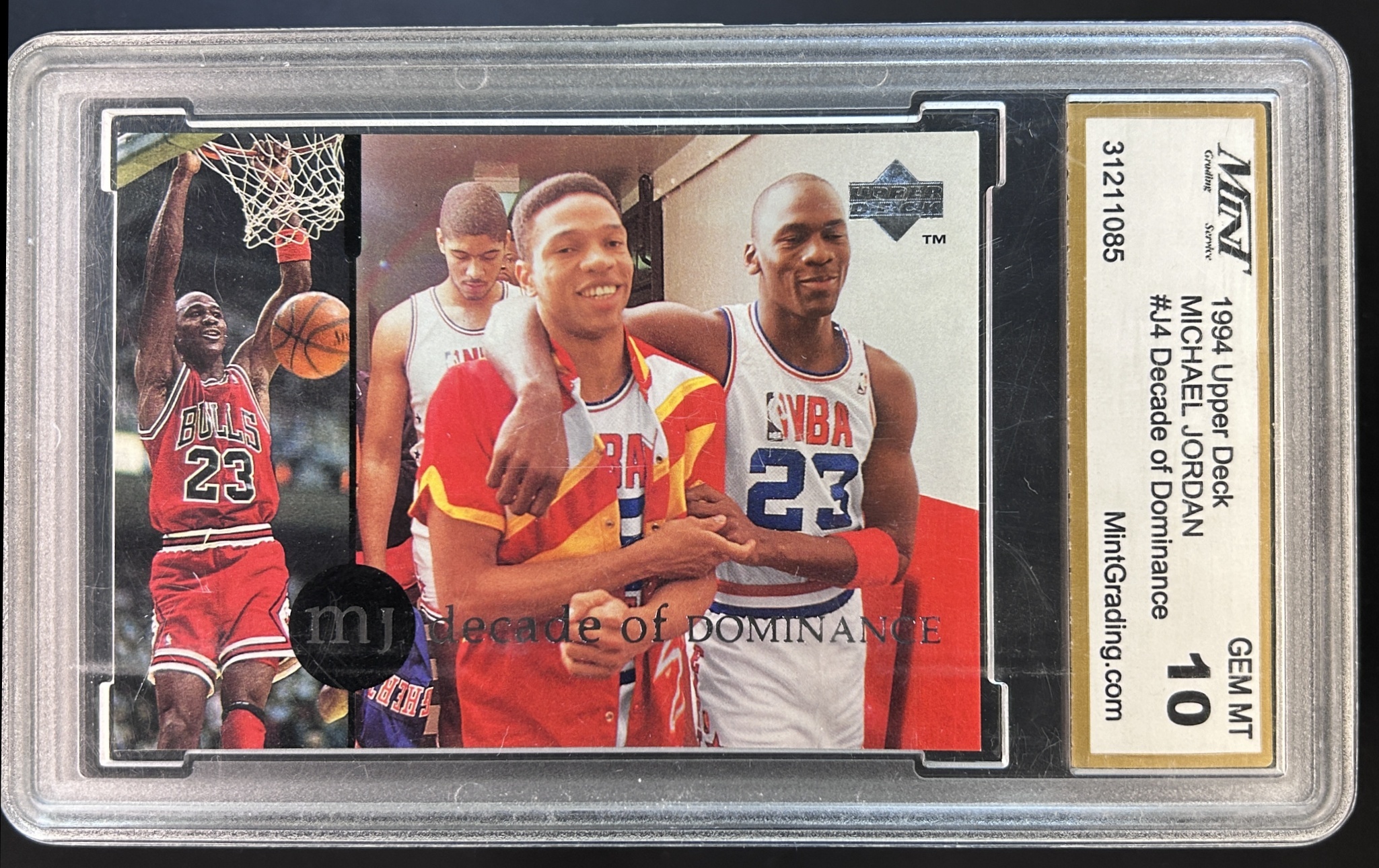 Card image for 1994-95 UPPER DECK JORDAN RARE AIR MICHAEL #J4 DECADE OF DOMINANCE MINT 8
