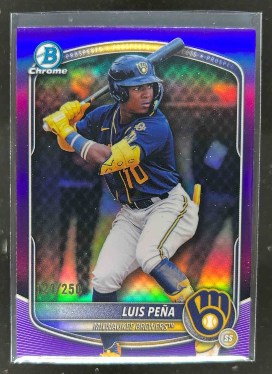Card image for Luis Pena 2025 Bowman Draft Chrome Purple Refractor /250