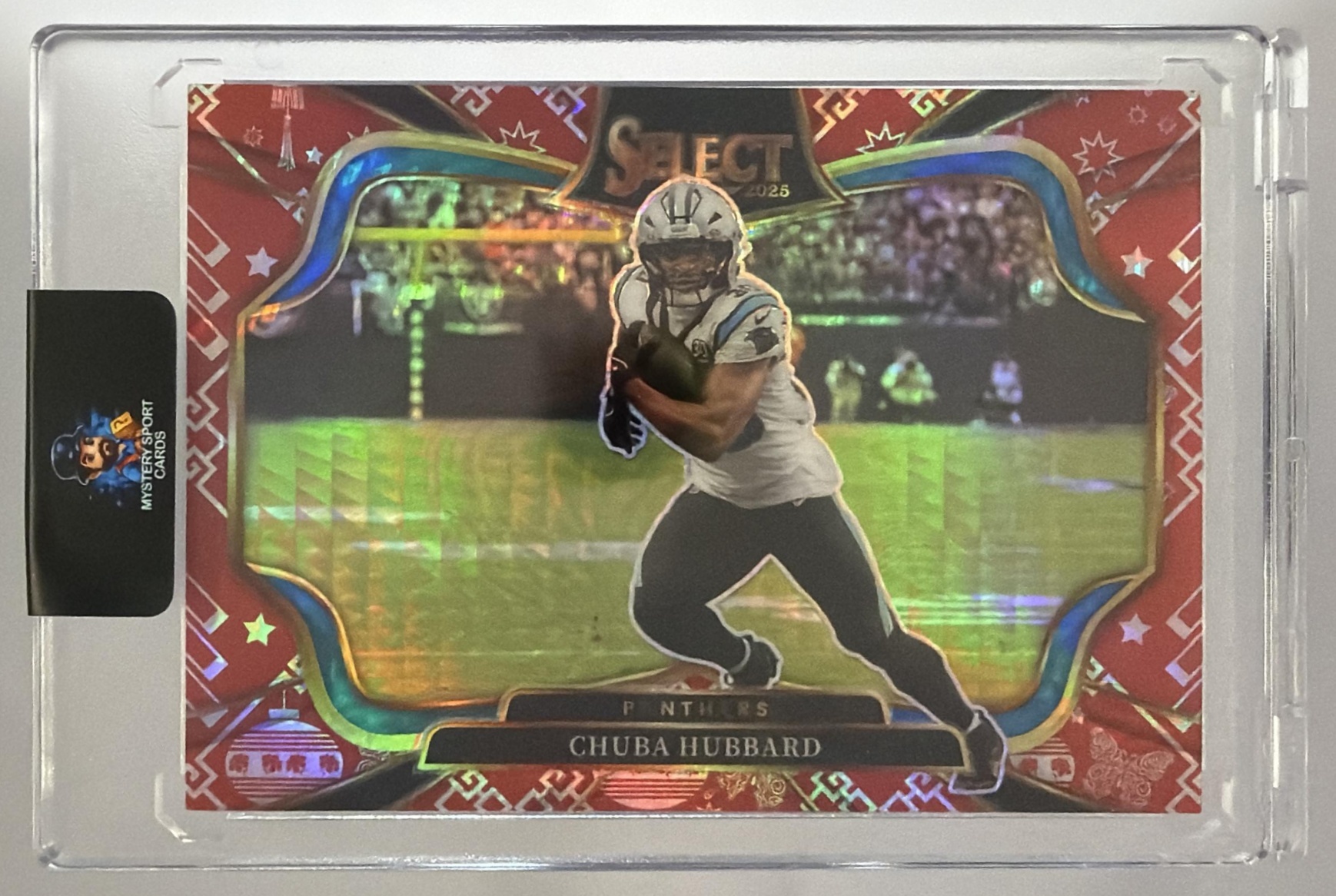 Card image for 2025 Panini Select Chuba Hubbard Field Level Lucky Envelope Prizm /8 #443 Panthers