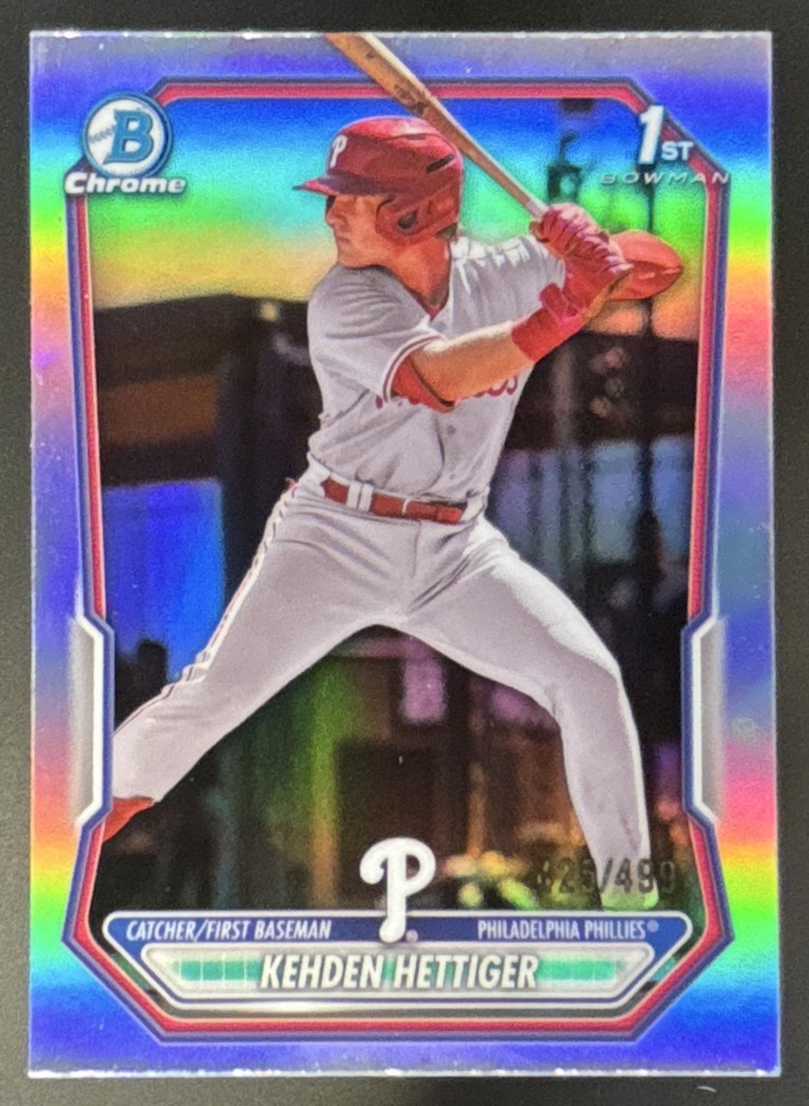 Card image for 2026 Bowman Kehden Hettiger Chrome Refractor /499 1st Prospect