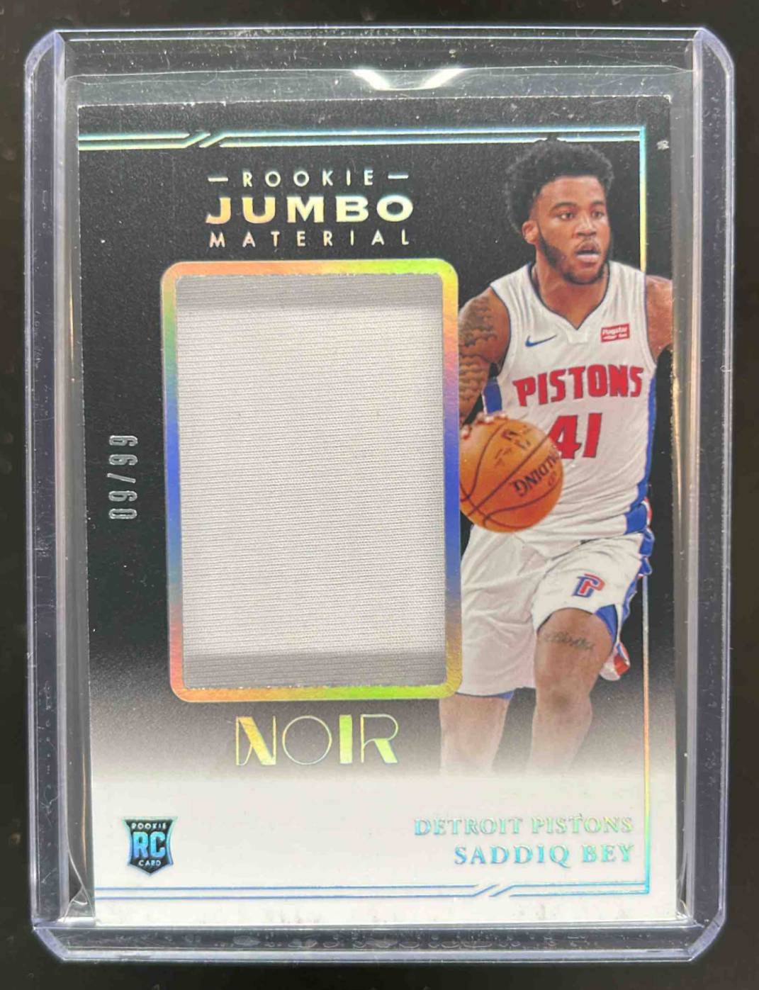 Card image for 2020-21 NOIR SADDIQ BEY #RJM-SBY ROOKIE JUMBO MATERIAL /99 MEM RC