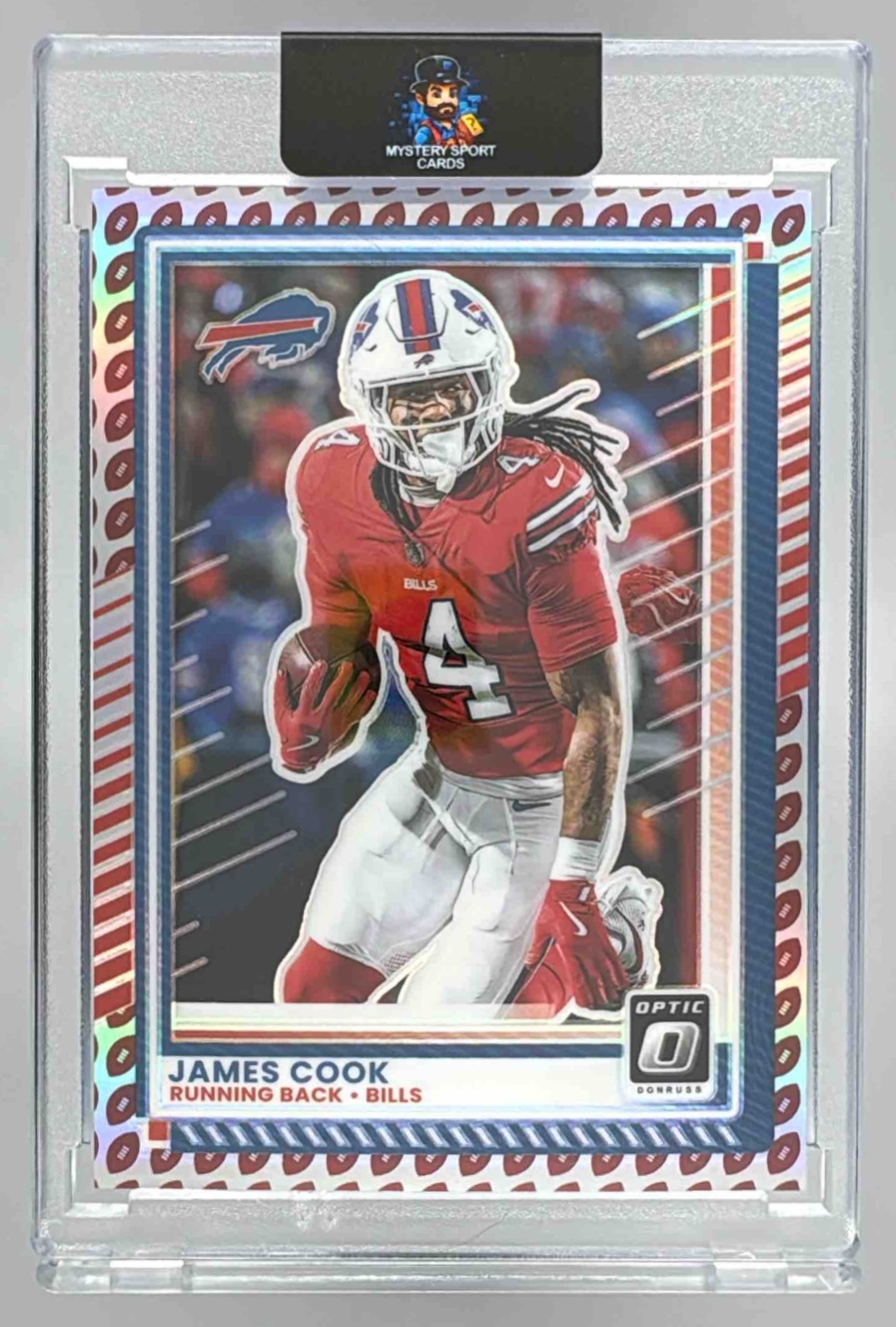 Card image for 2025 Panini Donruss Optic James Cook Footballs Prizm /16 #138 Bills