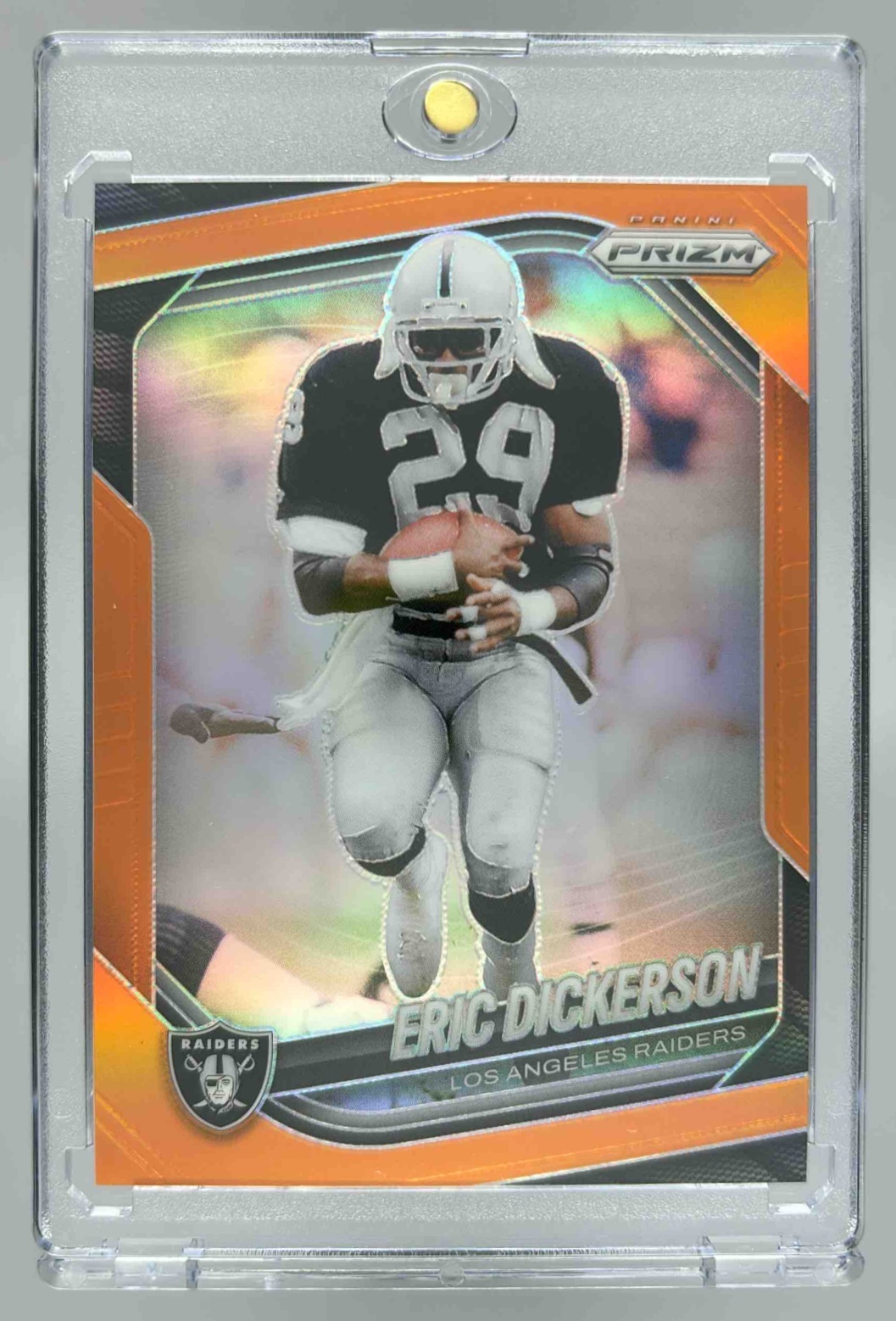 Card image for 2025 Panini Football Prizm Eric Dickerson Orange /249 #83 Los Angeles Raiders