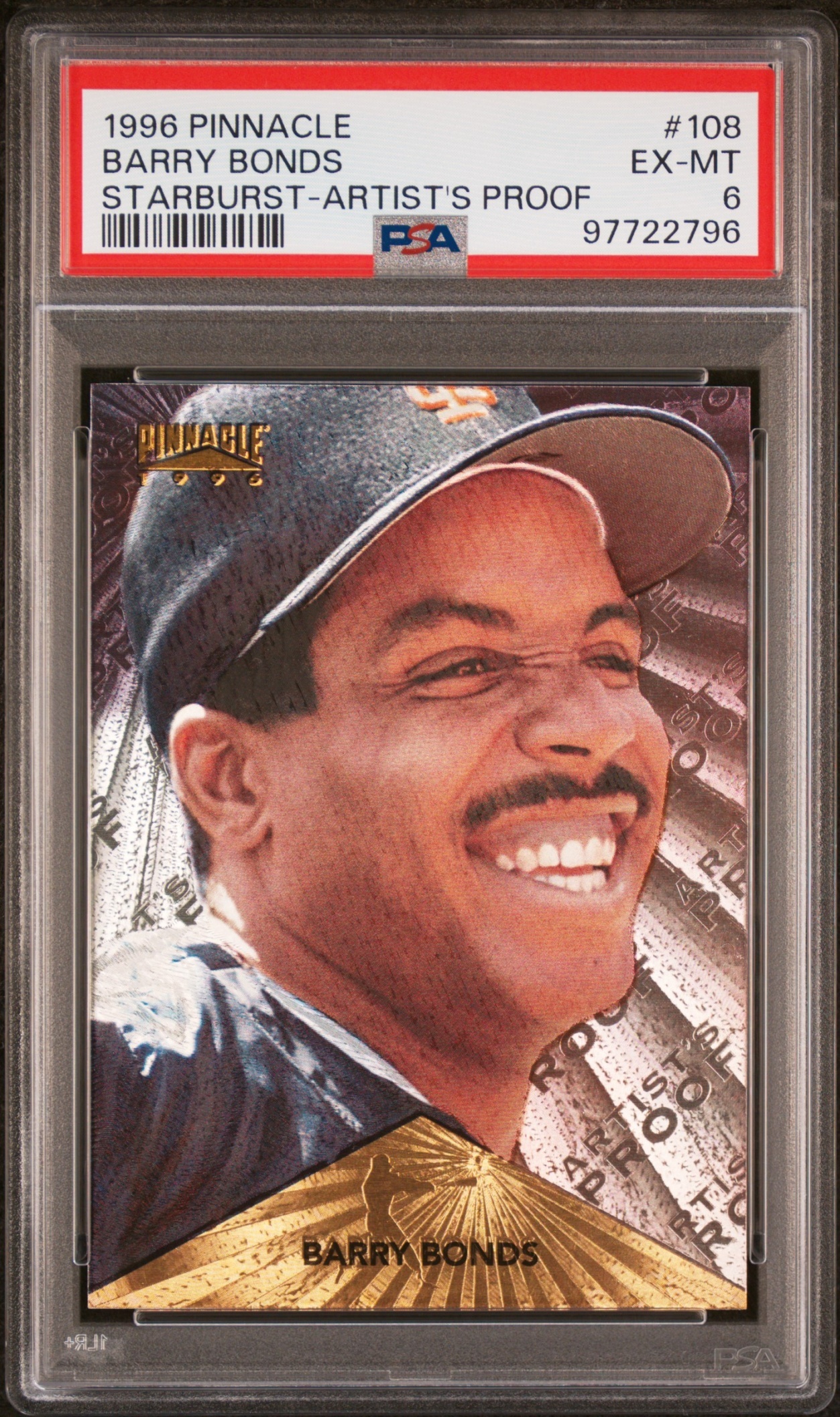 1996 Pinnacle Barry Bonds Starburst Artist's Proofs #108 Giants PSA 6
