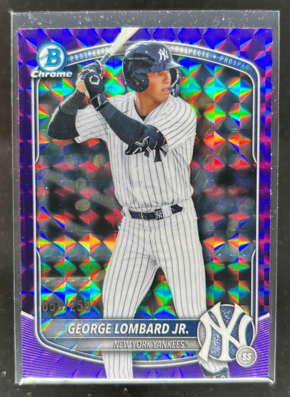 Card image for George Lombard Jr. 2025 Bowman Draft Chrome Purple Geometric Refractor /250