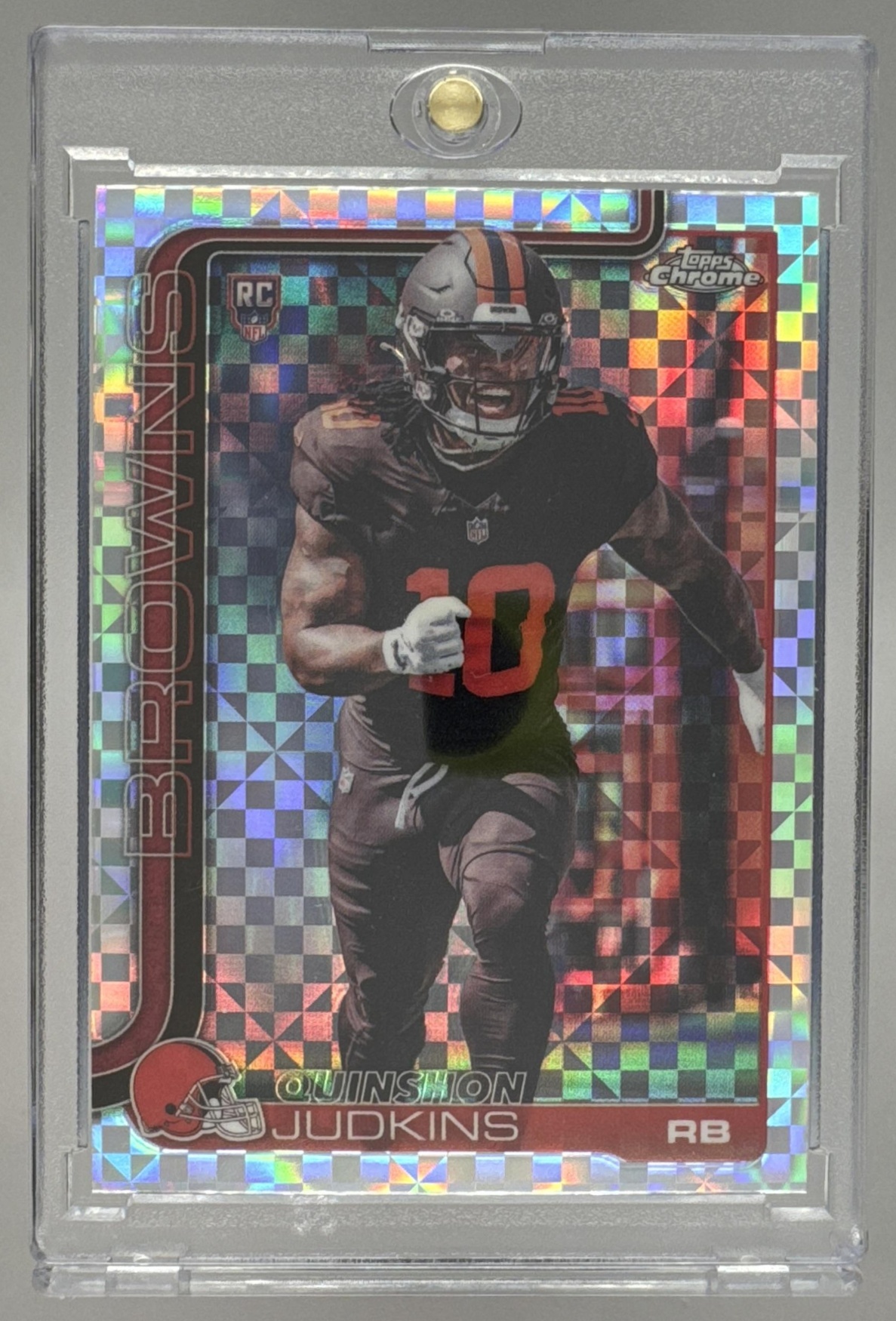 Card image for 2025 Topps Football Chrome Quinshon Judkins Rookie #325 RC Cleveland Browns