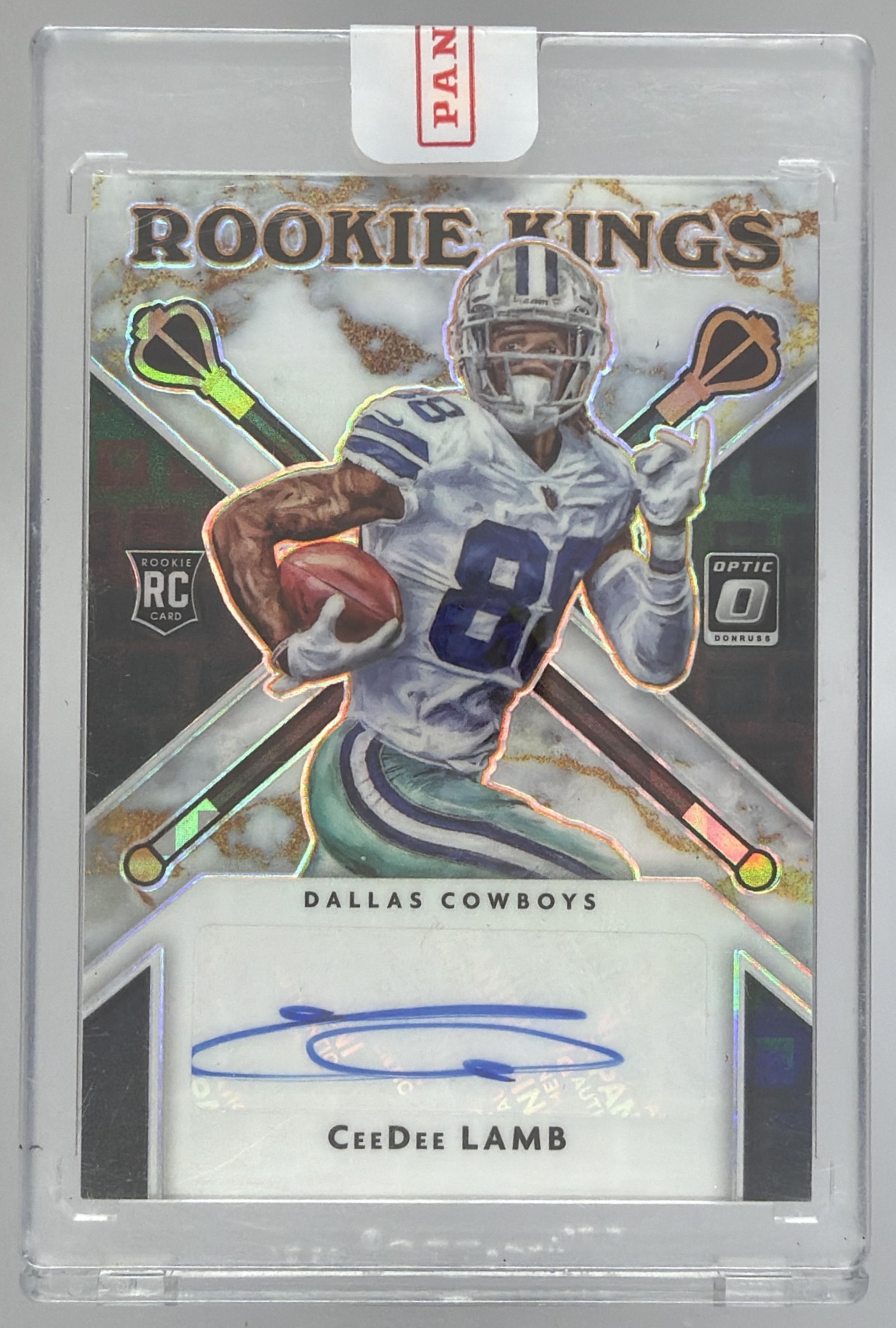 Card image for 2020 Panini Donruss Optic CeeDee Lamb Rookie Kings Auto Black Pandora /25 #RKA-CL RC Cowboys