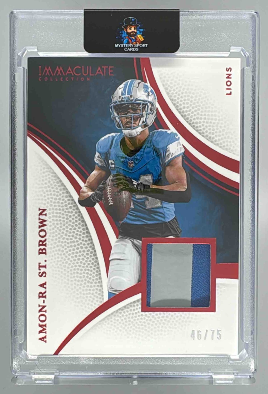 Card image for 2025 Panini Immaculate Collection Amon-Ra St. Brown Remarkable Jerseys /49 #13 MEM Lions