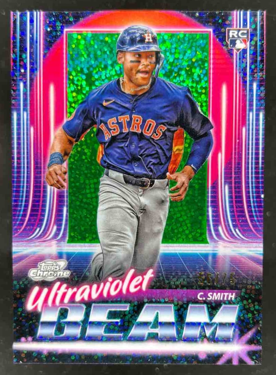 Card image for Cam Smith 2025 Topps Cosmic Chrome Ultraviolet Beam Green Space Dust Refractor /75