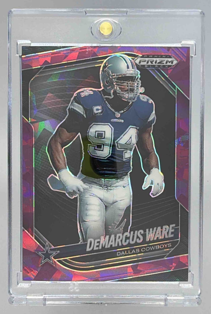 Card image for 2025 Panini Prizm Black DeMarcus Ware Purple Ice /149 #38 Cowboys