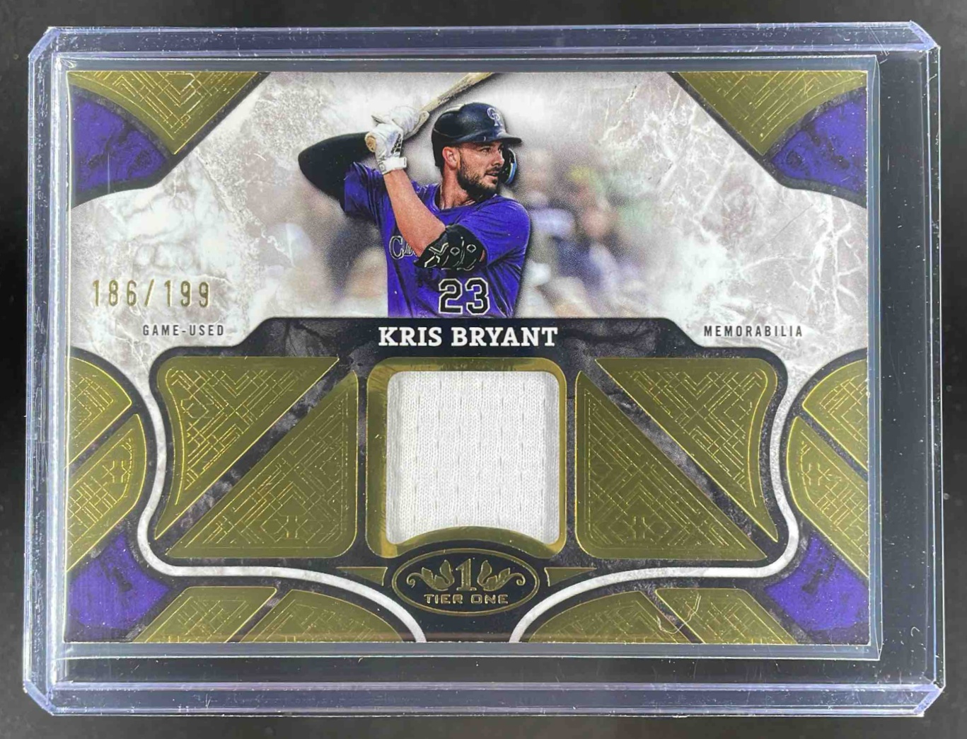 Card image for Kris Bryant 2025 Topps Tier One Relics #T1R-KB MEM Colorado Rockies