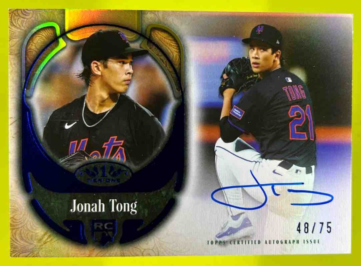 Card image for Jonah Tong 2026 Topps Tier One Rookie Class Auto Blue Foil /75