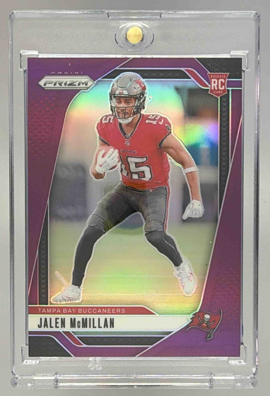 Card image for 2024 Panini Prizm Jalen McMillan Purple /125 #338 RC Buccaneers