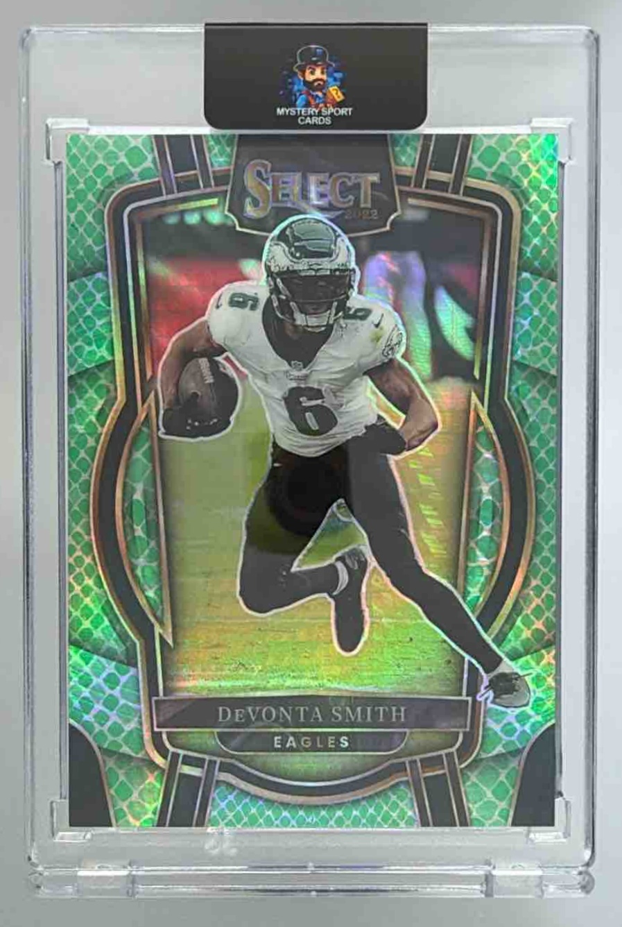 Card image for 2022 Panini Select DeVonta Smith Dragon Scale Prizm /89 #221 Club Eagles