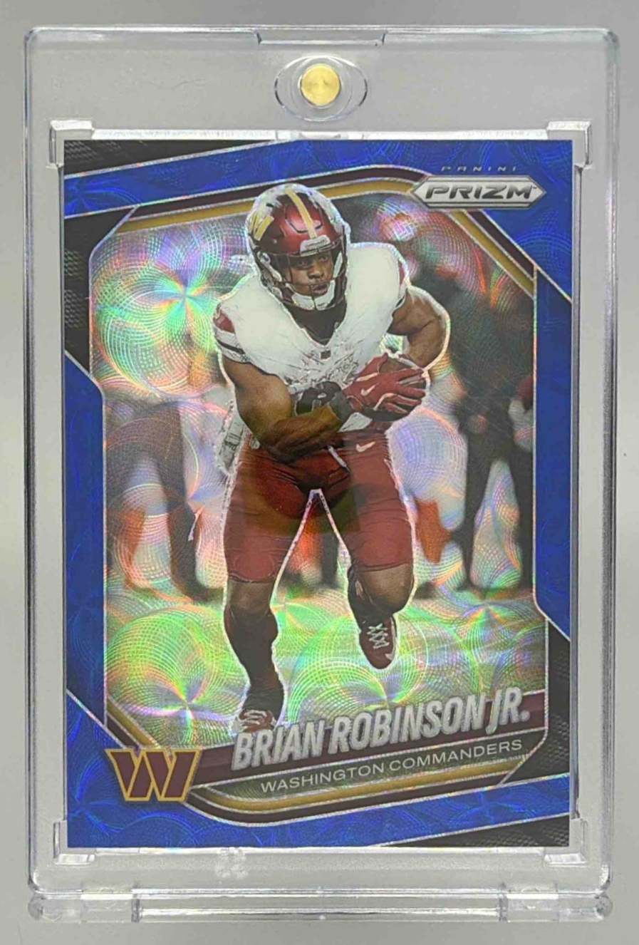 Card image for 2025 Panini Prizm Brian Robinson Jr. Choice Blue /14 #141 Commanders