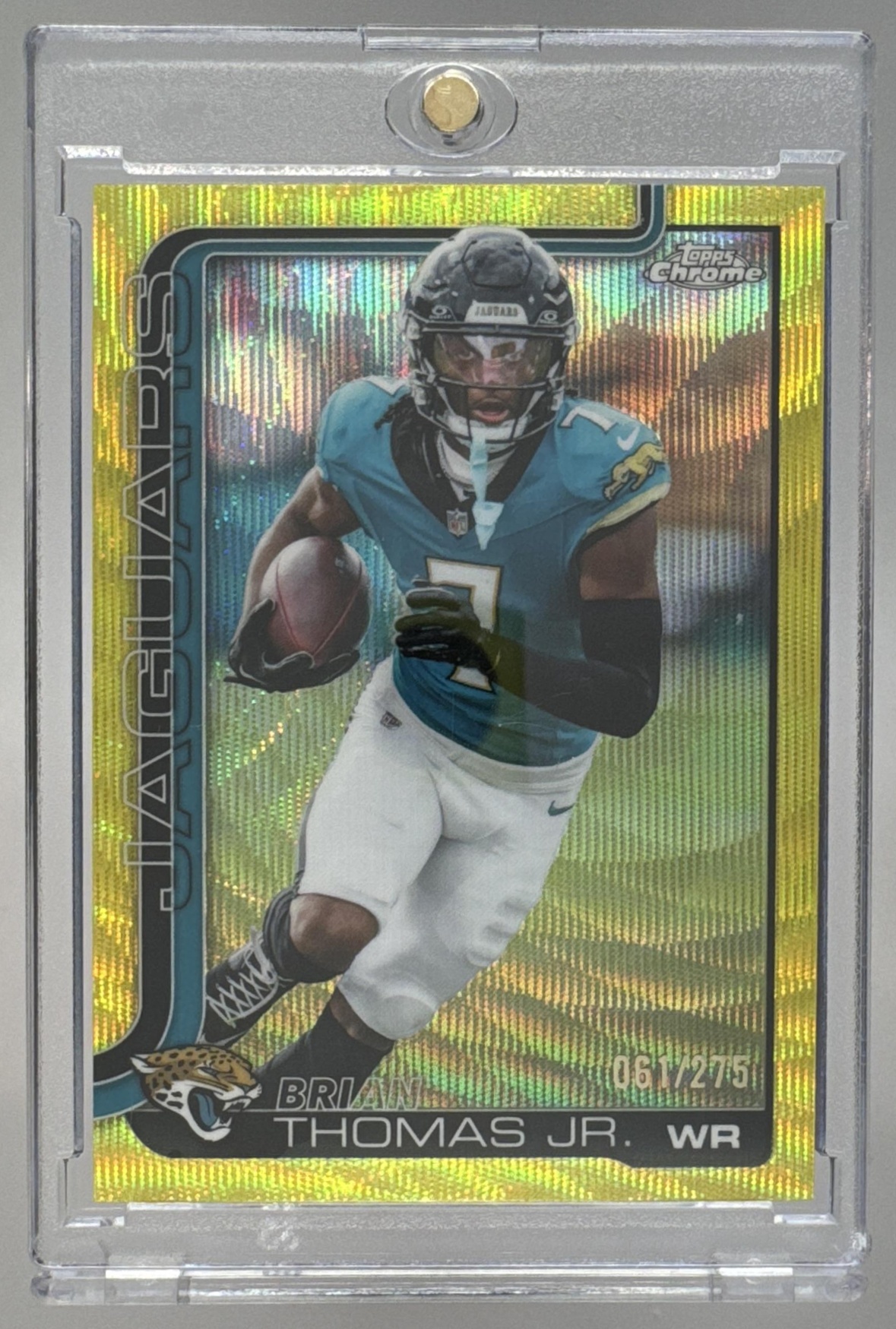Card image for 2025 Topps Chrome Joe Milton III Yellow Wave Refractor /275 #85 Cowboys