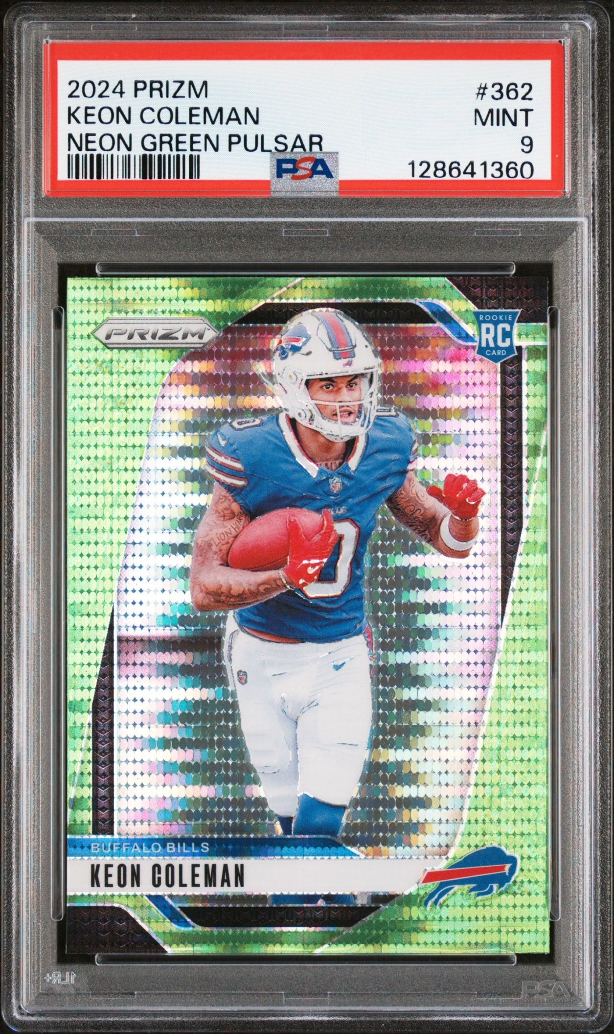 Card image for 2024 Panini Football Prizm Keon Coleman Neon Green Pulsar #362 RC Buffalo Bills