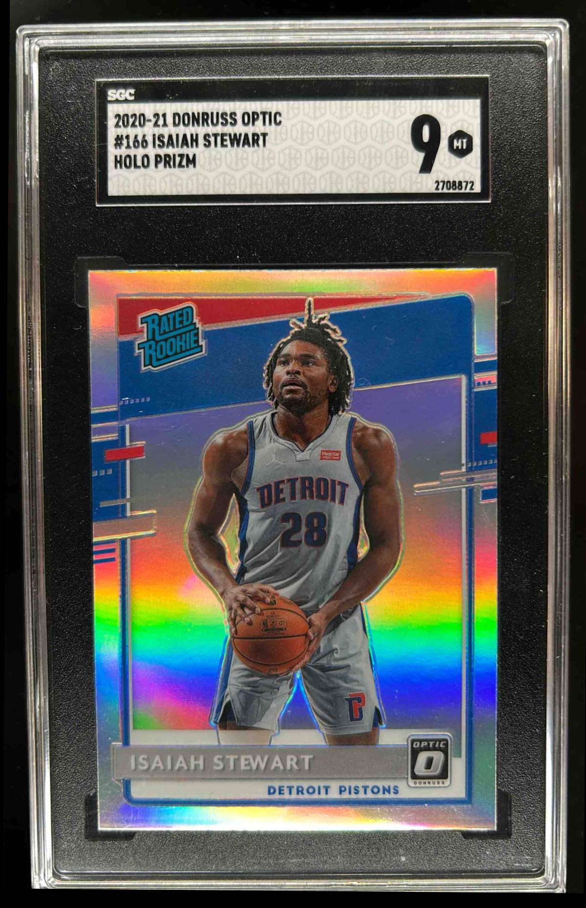 Card image for 2020-21 PANINI DONRUSS OPTIC ISAIAH STEWART #166 HOLO RC SGC 9 DETROIT PISTONS