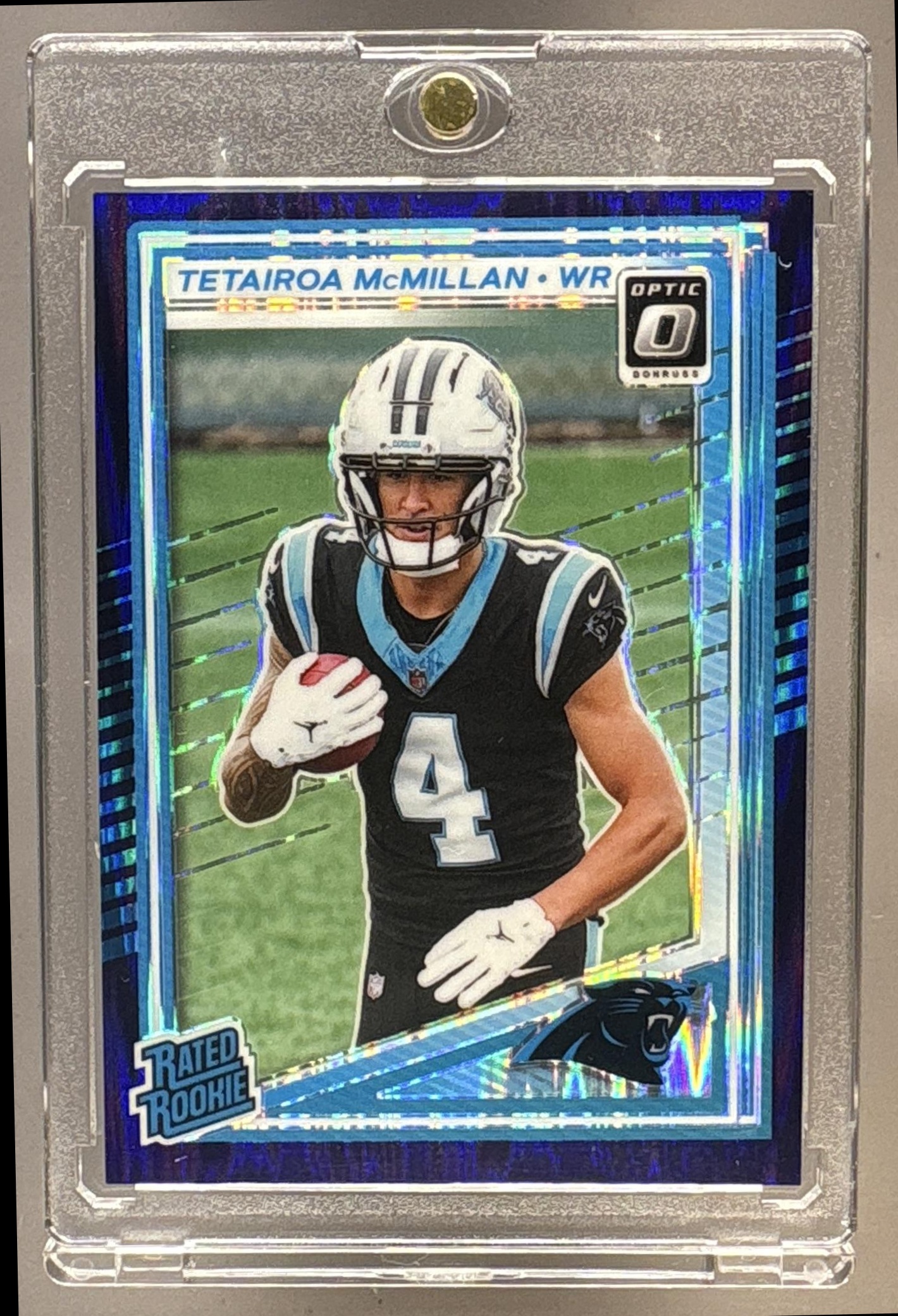 2025 PANINI DONRUSS OPTIC TETAIROA MCMILLAN #209 RATED ROOKIE BLUE HYPER PRIZM
