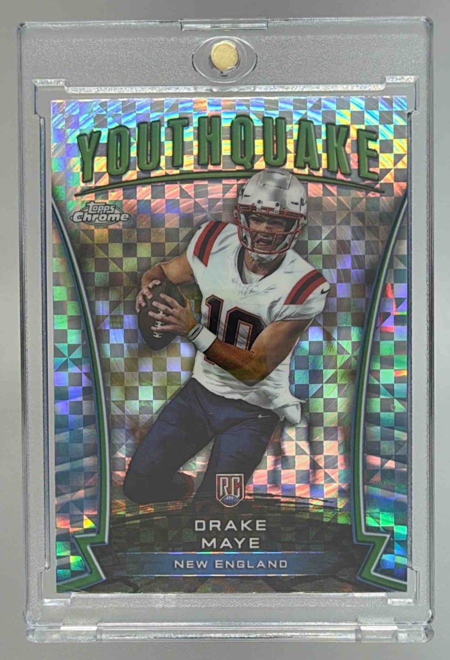 Card image for 2024 Topps Football Chrome Drake Maye Youthquake #Y-2 RC New England Patriots