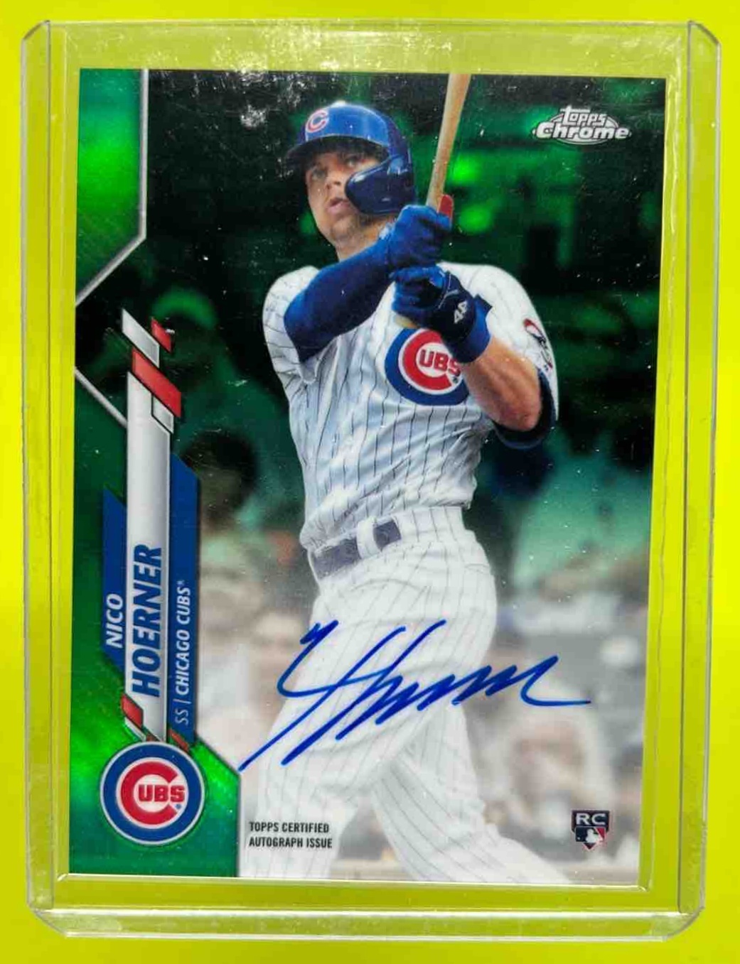 Nico Hoerner 2020 Topps Chrome Rookie Auto Green Refractor /99