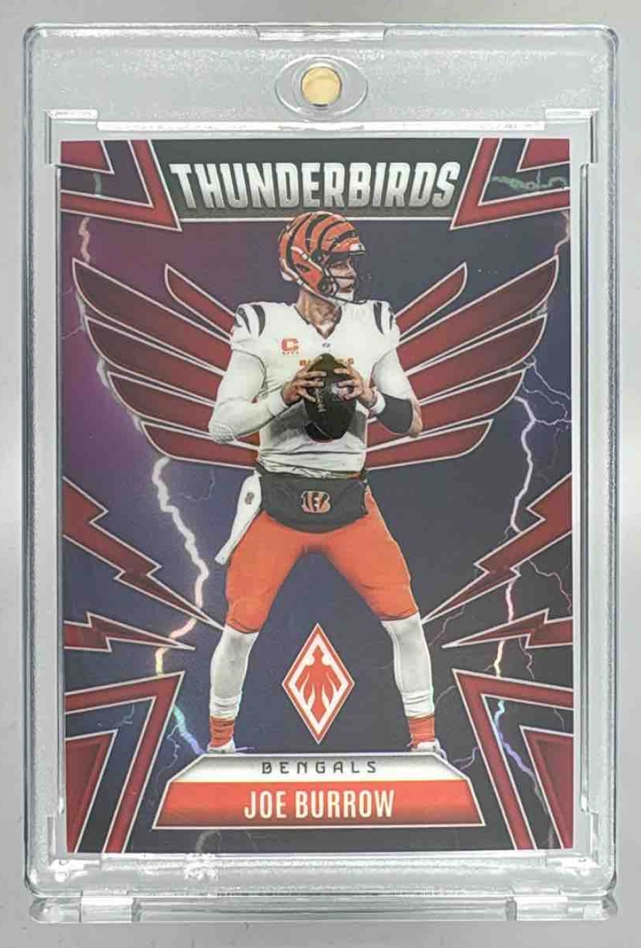Card image for 2025 Panini Phoenix Joe Burrow Thunderbirds Red Prizm /249 #10 Bengals