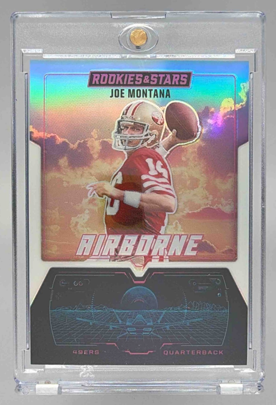 Card image for 2025 Panini Rookies & Stars Joe Montana Airborne White /149 #12 49ers