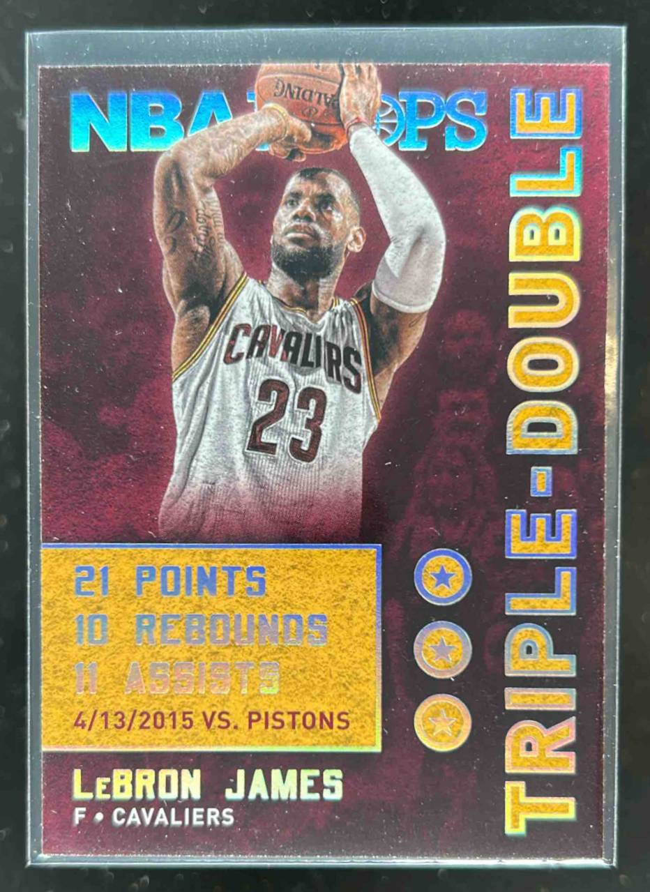 Card image for 2015-16 PANINI HOOPS LEBRON JAMES TRIPLE DOUBLE #45 CLEVELAND CAVALIERS