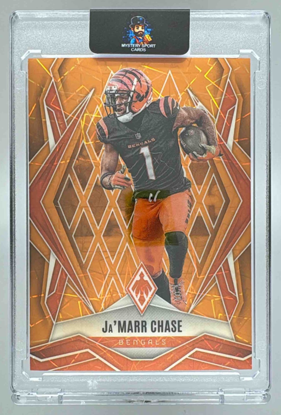 Card image for 2025 Panini Phoenix Ja'Marr Chase Orange Lazer /35 #93 Bengals