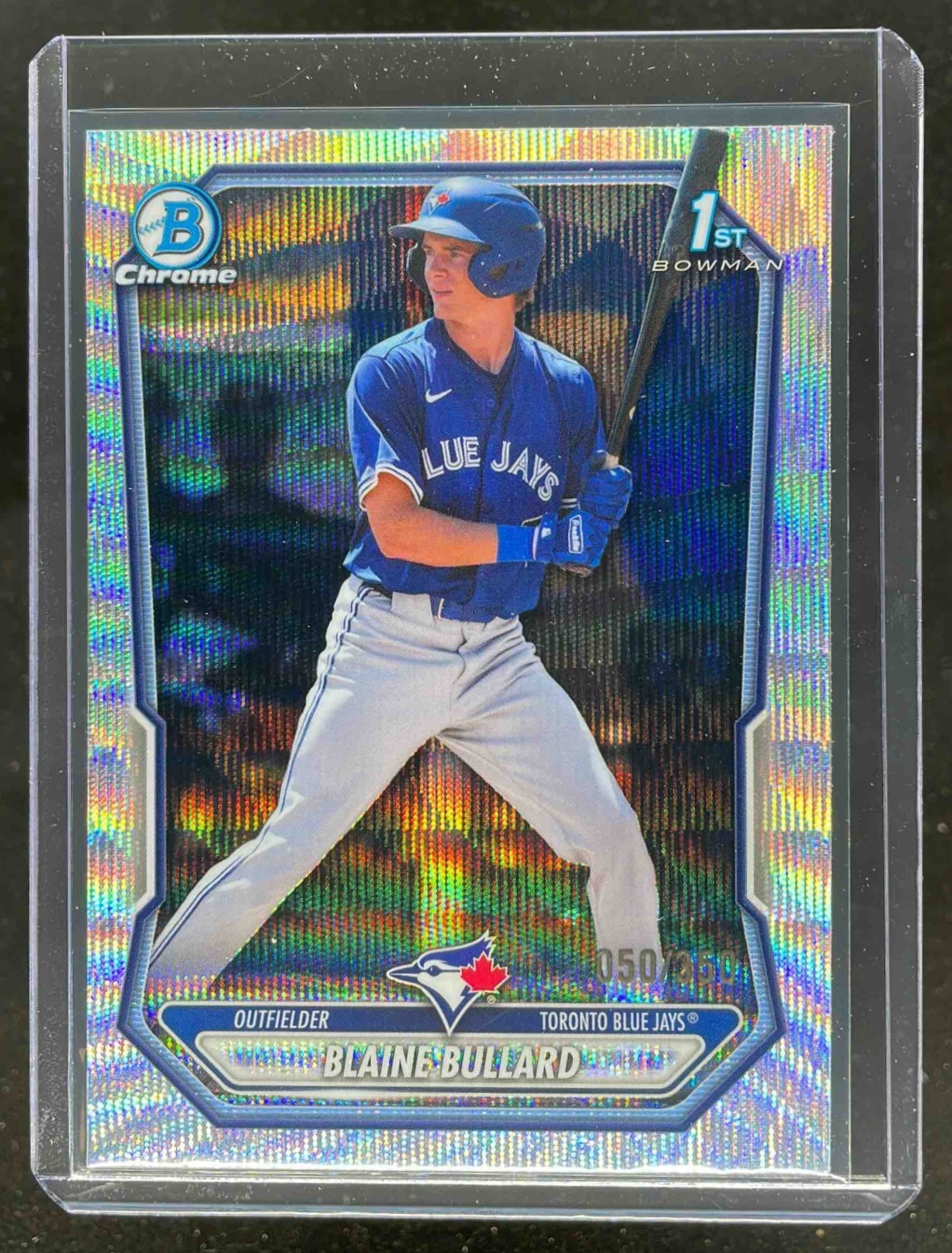 Card image for 2026 Bowman Blaine Bullard Chrome Wave Refractor /350 #BCP-18 1st Prospect