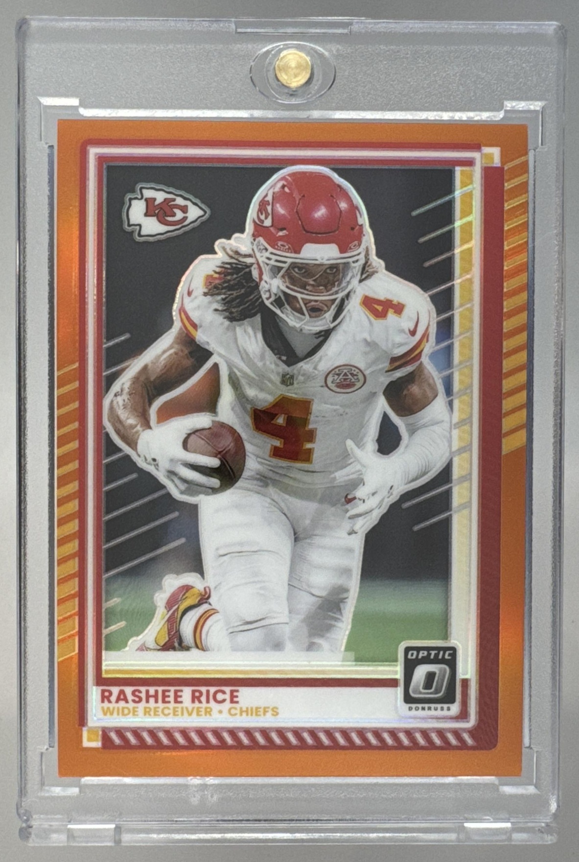 Card image for 2025 Panini Donruss Optic Rashee Rice Orange Prizm /299 #179 Chiefs