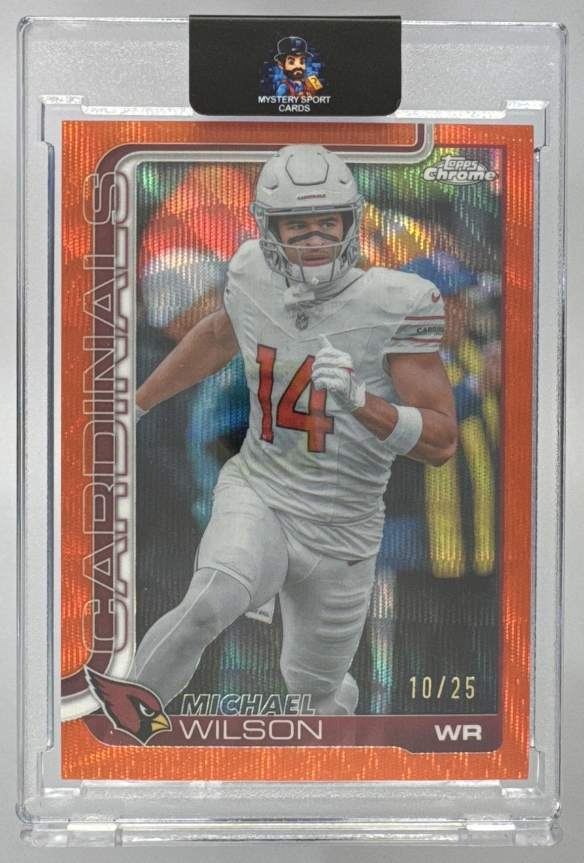 Card image for 2025 Topps Chrome Michael Wilson Orange Wave Refractor /25 #2 Cardinals