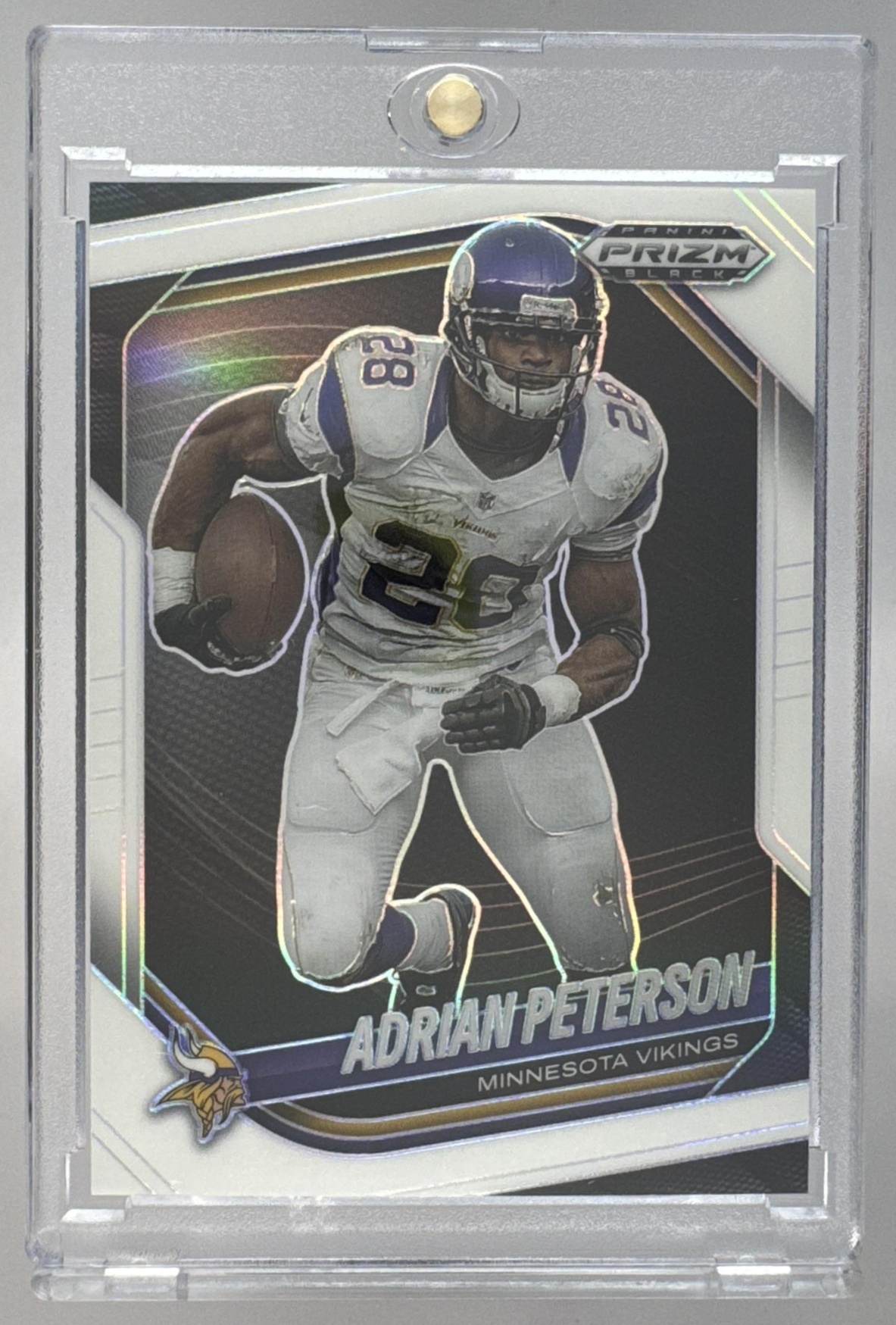 Card image for 2025 Panini Prizm Black Adrian Peterson White /175 #90 Vikings