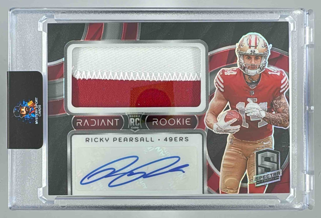 Card image for 2024 Panini Spectra Ricky Pearsall Radiant Rookie Patch Signatures /99 #RRP-RPL RC Auto 49ers