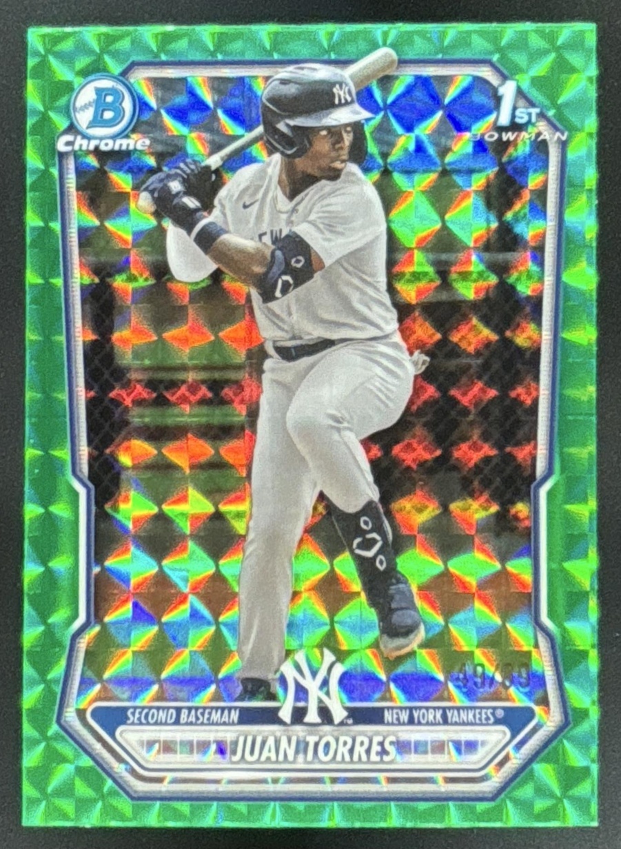 Card image for 2026 Bowman Juan Torres Chrome Green Geometric Refractor /99 1st Prospect